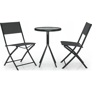Zahradní sestava Sada zahradního nábytku kovová VidaXL černá 3 ks