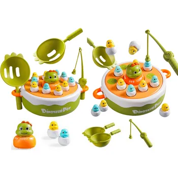 Dřevěná hračka Dřevěná hra chytání dinosaurů s magnetickými udičkami zelená