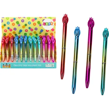 Kuličkové pero s ananasem zlaté s modrým inkoustem 0,7mm