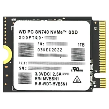 Externí pevný disk Western Digital WD SN740 2TB SSD M.2 2230 PCIe 4.0 Gen4 X4 NVMe Disk pro Steam Deck Microsoft Surface ProX Notebook Stolní počítač