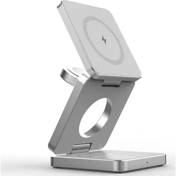 3v1 skládací kovová bezdrátová nabíječka iw 30 QI Barva: Stříbrná