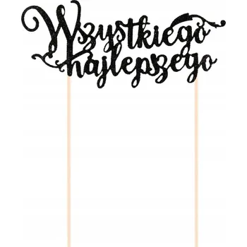 Přisada na vaření a pečení Zápich do dortu PartyPal Všechno nejlepší, černý, třpytivý