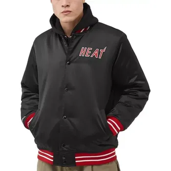 Mitchell & Ness NBA Heavyweight Satin Jacket Miami Heat M OJBF3413-MHEYYPPPBLCK pánské provedení M