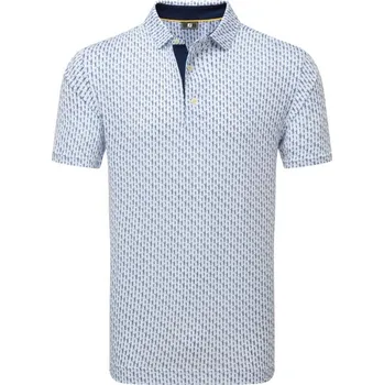 Pánské tričko FootJoy Figure Print Lisle pánské polo, bílo/tmavě modré pánské, L
