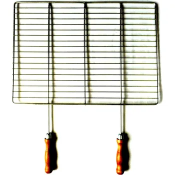 Grilovací rošt Grilovací rošt - NEREZ - 53 x 38 cm, dřevěná rukojeť