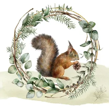 Papírový ubrousek Papírové myslivecké ubrousky 33 x 33 cm 20 ks - Veverka