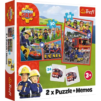 Puzzle Puzzle 2v1 s pexesem hasičský tým – Požárník Sam Trefl