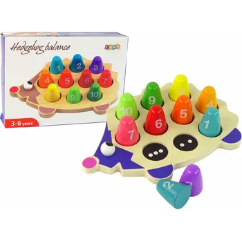 Dřevěná hračka Dřevěný ježek edukační s 10 barevnými kolíky pro počítání