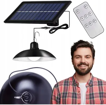 Venkovní osvětlení Solární lampa závěsná stropní s odděleným panelem a soumrakovým senzorem LS1