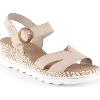Dámské sandále Pohodlné béžové sandály na platformě s podpatky Rieker W RKR595 38