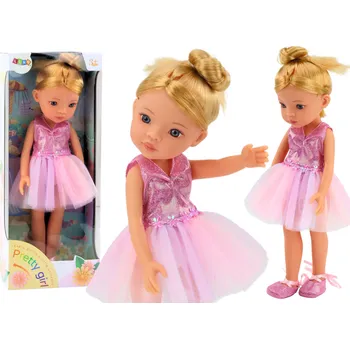 Panenka baletka s blond vlasy a růžovými šaty 33cm