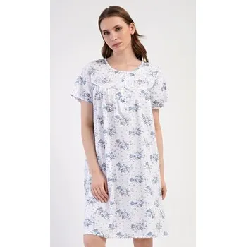 Dámské noční prádlo Dámská noční košile s krátkým rukávem Vienetta Secret Julie modrá 4XL