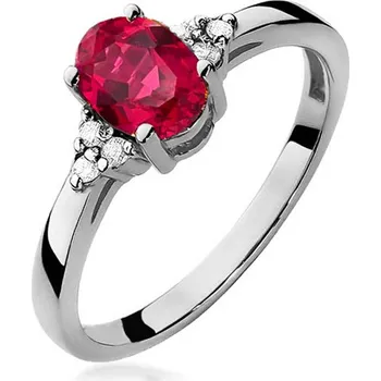 Prsten Rubínový prsten s diamanty BSBR037AR + dárkové balení LUXUS zdarma