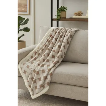 Přehoz na lůžko Beránková deka Pletený sen 200 x 230 cm hnědá