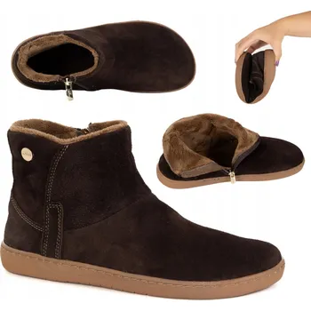 Dámská zimní obuv Dámské kotníkové boty kožené zateplené Olivier 202MP hnědé 40