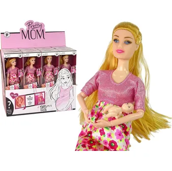 Panenka Maminka panenka s miminkem růžové šaty s květy pohyblivé končetiny