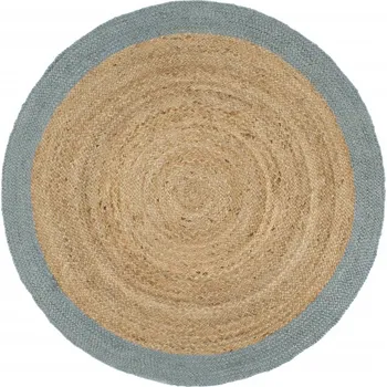 Bytový textil vidaXL Ručně vyrobený koberec z juty s olivově zeleným okrajem 180 cm