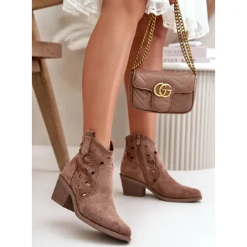 Dámská zimní obuv Boty na podpatku HY42-086 hnědé - Step in style 36