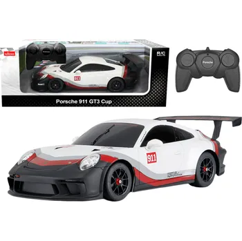 RC model auta Auto RC 1:18 Porsche 911 GT3 s pilotem – Rastar bílo-šedé