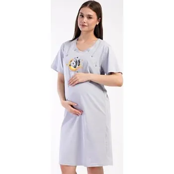 Dámská noční košile Dámská noční košile mateřská Vienetta Secret Hello baby šedá S