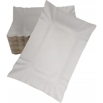 Jednorázové nádobí Jednorázové tácky FS Opakowania papírové bílé 100 kusů