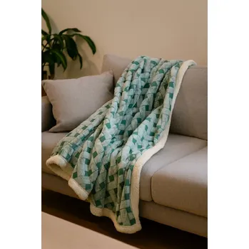 Přehoz na lůžko Beránková deka Pletený sen 200 x 230 cm zelená