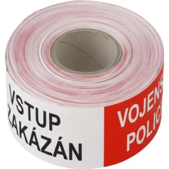Výstražná páska Červeno-bílá vytyčovací páska VOJENSKÁ POLICIE - VSTUP ZAKÁZÁN - délka 500 m, šířka 7,5 cm