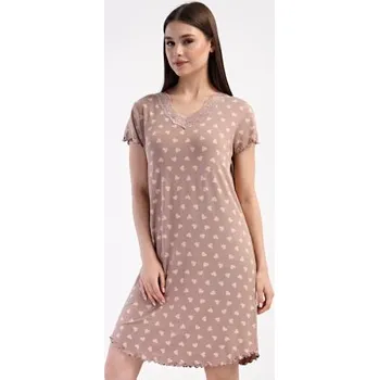 Dámská noční košile Dámská noční košile Vienetta Secret Srdíčka bílá káva M