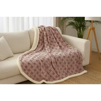 Přehoz na lůžko Beránková deka Pletený sen 200 x 230 cm růžová