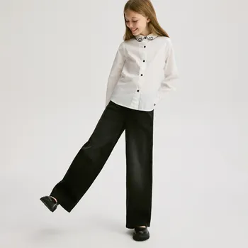 Dívčí džíny Reserved - Pružné džíny wide leg - černý - 804FF-99J - 804FF-99J-146