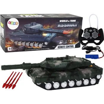 RC model auta Tank na dálkové ovládání – se zvuky a světly | zelený