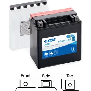 Auto-moto EXIDE AGM suchá, přednabitá 12V 18Ah 230A 150x87x161