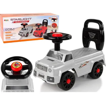 Odrážedlo Dětské odrážedlo auto s klaksonem a opěradlem stříbrné