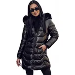 Černá dlouhá prošívaná zimní bunda/kabát s kapucí Denley 16M9122A_L