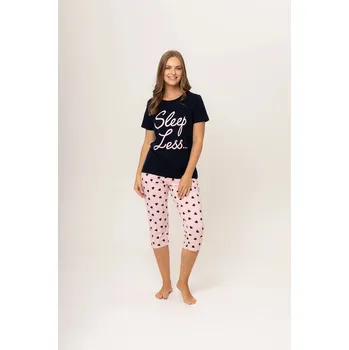 Pánské pyžamo Dámské pyžamo 135/256 tm. modré s růžovou - Karol 3XL