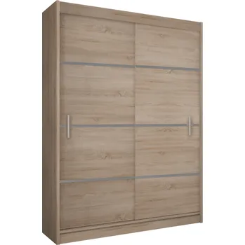 Šatní skříň Tempo Kondela Skříň s posuvnými dveřmi, dub sonoma/šedá, MERINA 150