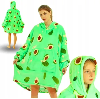 Pánská mikina MIKINA DEKA MIKINOVÁ DEKA OVERSIZE HRUBÁ KOŽEŠINA 2v1 TEPLÁ S KAPUCÍ AVOKÁDO