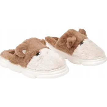 Dámské pantofle Dámské Pantofle S Kožíškem Kočky Bamboše Hnědé Plyšové Teplé Domácí Boty 36/37