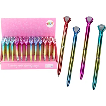 Kuličkové pero s diamantem zlaté barevné modrá náplň 0,7mm