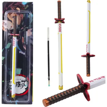 Kuličkové pero katana metalové – s výměnnou náplní | bílo-žluté