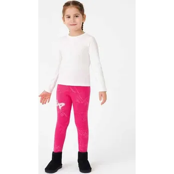 Dívčí legíny ZATEPLENÉ DĚTSKÉ LEGÍNY - s třpytkami a motýlem WL0935 Velikost: 98, Barva: Růžová