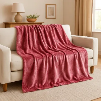 deka Mikroplyšová deka 150 x 220 cm A feather Růžová