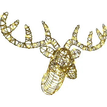 Vánoční dekorace vidaXL Sáně tažené sobem s 140 LED diodami Teplá bílá 60 cm Ratan