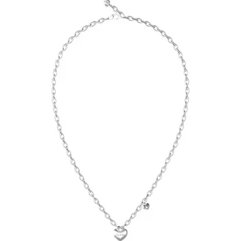 Náhrdelník Guess Romantický ocelový náhrdelník se srdíčky Crazy In Love JUBN05216JWRHT/U + 2 měsíce na vrácení zboží