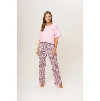 Pánské pyžamo Dámské pyžamo 160/057 růžová vzor srdíčka - Karol 3XL