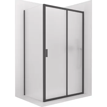 CERANO - Sprchový kout Varone LINE L/P - 6 mm - černá matná, mléčné sklo - 130x70 cm - posuvný