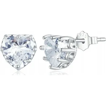 Náušnice Stříbrné náušnice Fraise stříbrné náušnice s bílými Zirkony a srdíčky