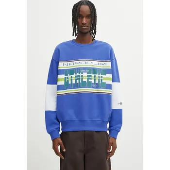 Pánská mikina Bavlněná mikina Napapijri Napapijri x Martine Rose pánská, modrá barva, s potiskem, NP0A4I4ZBE11, M, 55X