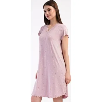 Dámská noční košile Dámská noční košile s krátkým rukávem Vienetta Secret Iris starorůžová 4XL