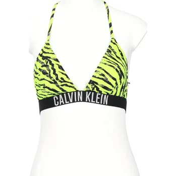 Dámské plavky Dámská plavková podprsenka KW0KW02331 OIC neonově žlutá s potiskem - Calvin Klein M